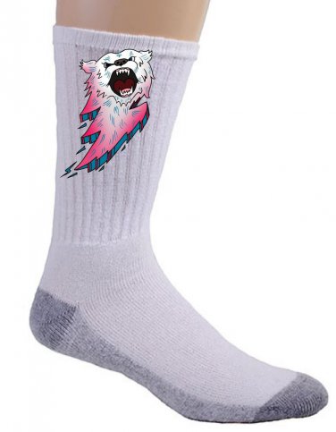 Bear Bolt Lightning Animal Cartoon Logo - Crew Socks Pair