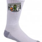 Bad Cats w/ Cop Funny Cartoon Tagged Brick Wall - Crew Socks Pair