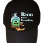 Rum Fixes Everything Drinking Humor Cartoon - Black Adjustable Cap Hat