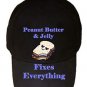 Peanut Butter & Jelly Fixes Everything Food Humor - Black Adjustable Cap Hat