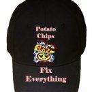 Potato Chips Fix Everything Food Humor Cartoon - Black Adjustable Cap Hat