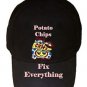 Potato Chips Fix Everything Food Humor Cartoon - Black Adjustable Cap Hat