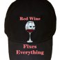 Red Wine Fixes Everything Food Humor Cartoon - Black Adjustable Cap Hat