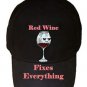 Red Wine Fixes Everything Food Humor Cartoon - Black Adjustable Cap Hat