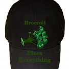 Broccoli Fixes Everything Food Humor Cartoon - Black Adjustable Cap Hat