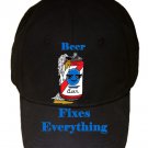 Beer Fixes Everything Food Humor Cartoon - Black Adjustable Cap Hat