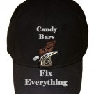 Candy Bars Fix Everything Food Humor Cartoon - Black Adjustable Cap Hat