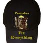 Pancakes Fix Everything Food Humor Cartoon - Black Adjustable Cap Hat