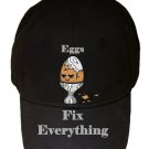 Eggs Fix Everything Food Humor Cartoon - Black Adjustable Cap Hat