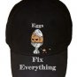 Eggs Fix Everything Food Humor Cartoon - Black Adjustable Cap Hat