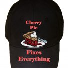 Cherry Pie Fixes Everything Food Humor Cartoon - Black Adjustable Cap Hat