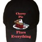 Cherry Pie Fixes Everything Food Humor Cartoon - Black Adjustable Cap Hat