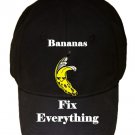 Bananas Fix Everything Food Humor Cartoon - Black Adjustable Cap Hat