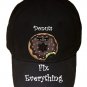 Donuts Fix Everything Food Humor Cartoon - Black Adjustable Cap Hat