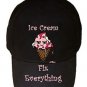 Ice Cream Fixes Everything Food Humor Cartoon - Black Adjustable Cap Hat