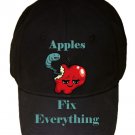 Apples Fix Everything Food Humor Cartoon - Black Adjustable Cap Hat