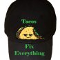 Tacos Fix Everything Mexican Food Humor Cartoon - Black Adjustable Cap Hat