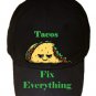 Tacos Fix Everything Mexican Food Humor Cartoon - Black Adjustable Cap Hat