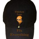 Chicken Legs Fix Everything Food Humor Cartoon - Black Adjustable Cap Hat