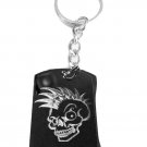 Punk Rocker Mohawk Hair Scary Skull Logo Symbols - Metal Ring Key Chain Keychain