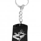 Hunting Fishing Moose Head with Bass Fish - Metal Ring Key Chain Keychain