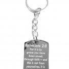 Ephesians 2:8 Bible Verse Christian Inspiration - Metal Ring Key Chain Keychain