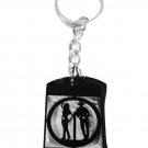 Southern Cowboy and Cowgirl Standing Logo Symbol - Metal Ring Key Chain Keychain