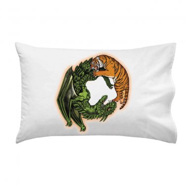 Tiger Dragon Chinese Yin Yang Symbol Design Artwork - Single Pillow Case