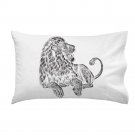 "Majestic Lion" Big Cat Jungle King Black & White Artwork - Single Pillow Case