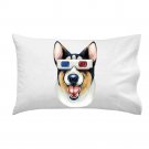 "Corgi 3D" Funny Puppy Dog Wearing Movie Glasses - Single Pillow Case