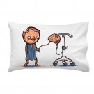"Zombie Drip" Hospital Zombie w/ Brain IV Funny Cartoon - Single Pillow Case