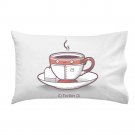 "Teashirt" Cup of Tea Wearing Shirt Funny Pun Cartoon - Single Pillow Case