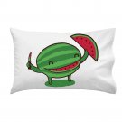"Slice of Happiness" Watermelon Cut Slice Smiling Cartoon - Single Pillow Case