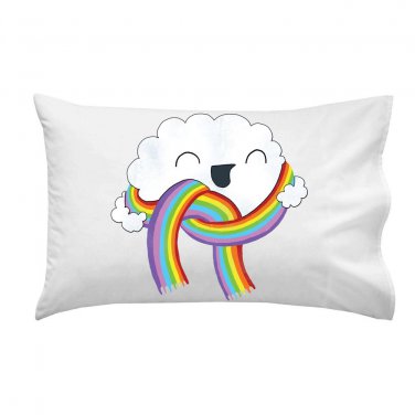 "Mr. Cloud's New Scarf" Funny Weather Cloud & Rainbow Scarf - Single Pillow Case