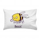 "Buzzin" Funny Bug Bumblebee Bee Drinking Coffee Caffiene - Single Pillow Case