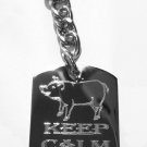 Keep Calm And Love Bacon w/ Pork Pig - Metal Ring Key Chain Keychain