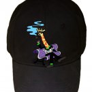 Mr. Giraffe Funny Wearing Suit Sitting on Bench - Black Adjustable Cap Hat