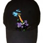 Mr. Giraffe Funny Wearing Suit Sitting on Bench - Black Adjustable Cap Hat