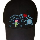 Lost Heart Cute Little Girl w/ Wind Blowing & Balloon - Black Adjustable Cap Hat