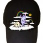 Donut Unicorn Shaving in Clouds Funny Cartoon Artwork - Black Adjustable Cap Hat