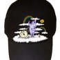 Donut Unicorn Shaving in Clouds Funny Cartoon Artwork - Black Adjustable Cap Hat