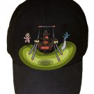 Dino Park Funny Dinosaur on Swing at Playground - Black Adjustable Cap Hat