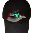Dino Car Funny Dinosaur Lizard Car Cartoon Driving - Black Adjustable Cap Hat