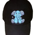 Cute Lil Elephant Funny Cute Animal Sitting Cartoon - Black Adjustable Cap Hat