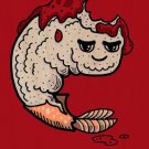 Shrimp Fixes Everything Food Humor Cartoon - Plywood Wood Print Poster Wall Art