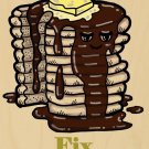Pancakes Fix Everything Food Humor Cartoon - Plywood Wood Print Poster Wall Art