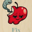 Apples Fix Everything Food Humor Cartoon - Plywood Wood Print Poster Wall Art