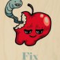 Apples Fix Everything Food Humor Cartoon - Plywood Wood Print Poster Wall Art