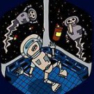 Space Pills Funny Astronaut Aliens Popping - Plywood Wood Print Poster Wall Art