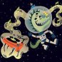 Rockin Space Dinolizard Funny Dinosaur - Plywood Wood Print Poster Wall Art